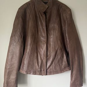 Leather snap button Jacket